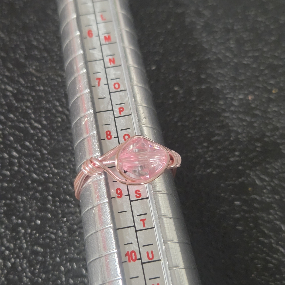 Hand Crafted Pink Wire-Wrapped Crystal Ring - Picture 7 of 8